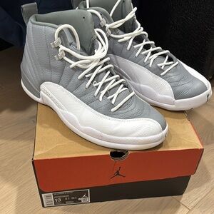 Jordan Gray and White High-Top Sneakers